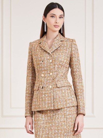 Női Guess Marciano Tweed Blézerek Bézs | HU-877837