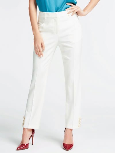 Női Guess Nadrág Marciano Pants Visible Buttons Nadrág Fehér | HU-820890