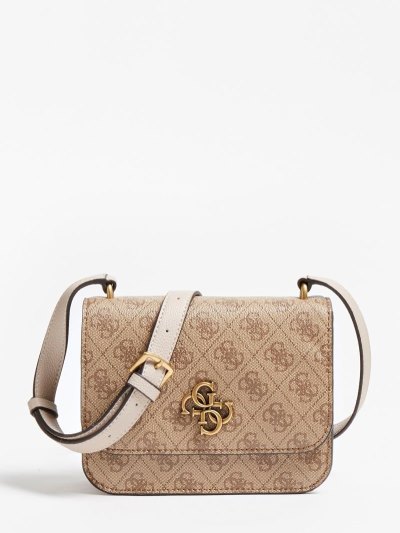 Női Guess Noelle 4g Logo Mini Crossbody Táska Barna | HU-281032