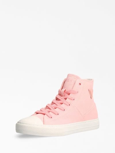 Női Guess Prinze Logo High Top Sneakers Krém | HU-129779