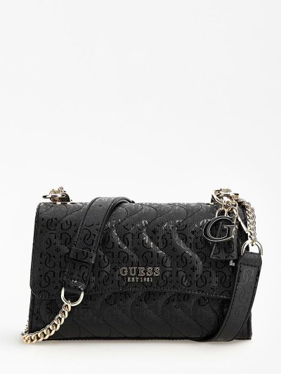 Női Guess Sasky 4g Logo Mini Crossbody Táska Fekete | HU-749635