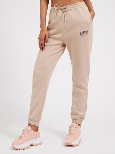 Női Guess Side Logo Jogger Pant Jogger Nadrág Bézs | HU-113936