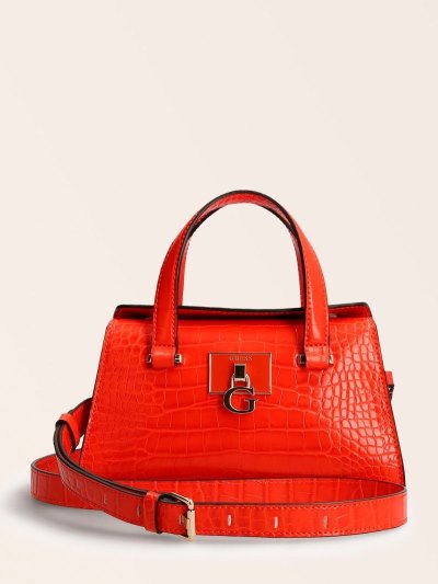 Női Guess Stephi Croc Print Mini Kézitáska Narancssárga | HU-456232