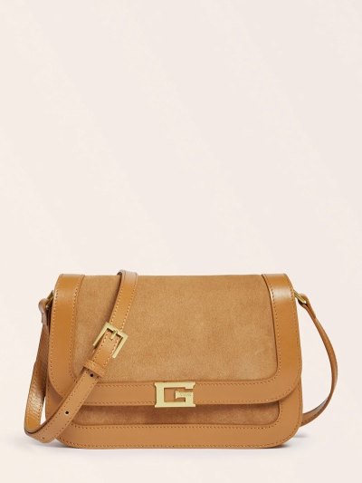 Női Guess Thea Luxe Real Bőr Mini Crossbody Táska Barna | HU-471266