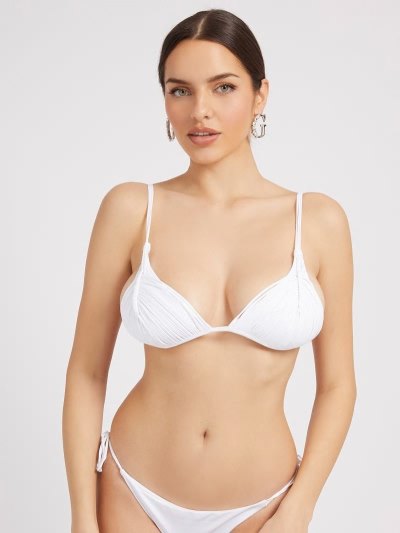 Női Guess Triangle Bikini Fehér | HU-704559