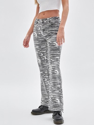 Női Guess Zebra Print Bootcut Ruházat Fekete | HU-203184