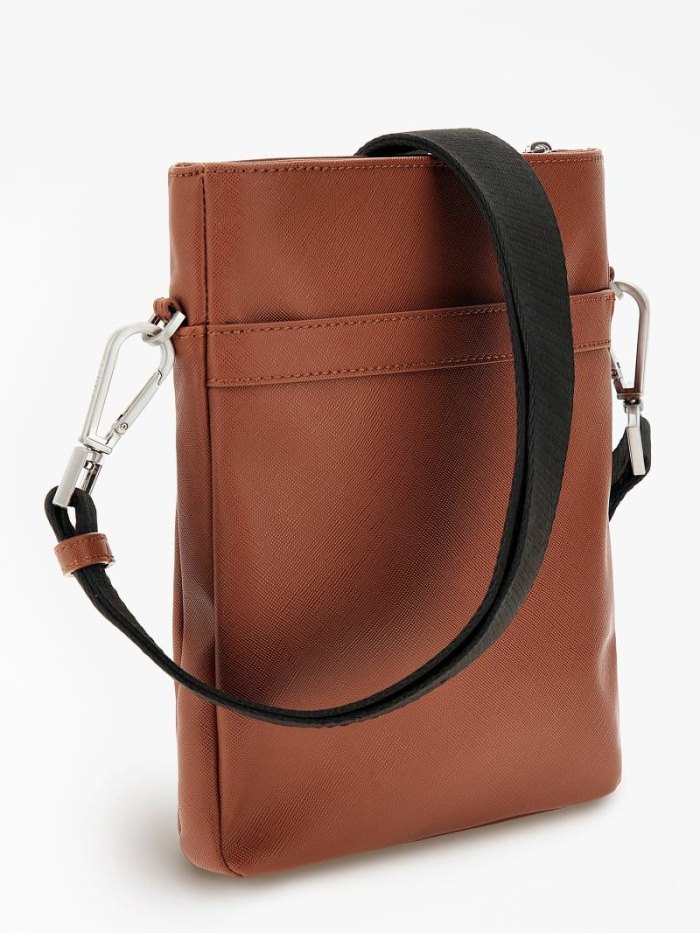 Férfi Guess Certosa Saffiano Crossbody Táska Barna | HU-326556