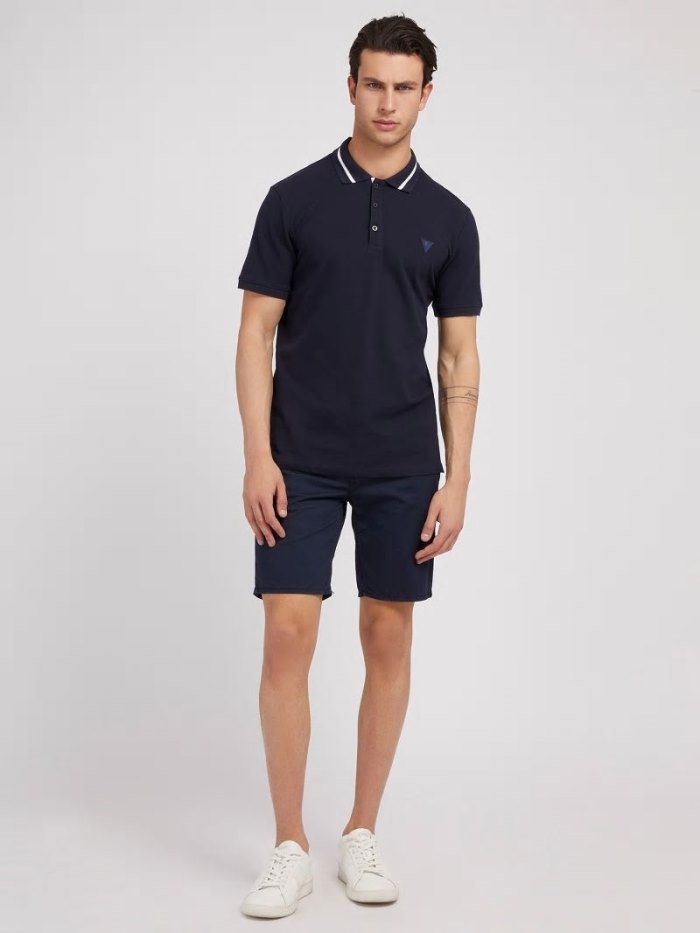 Férfi Guess Classic Polo Pólóing Kék | HU-407950