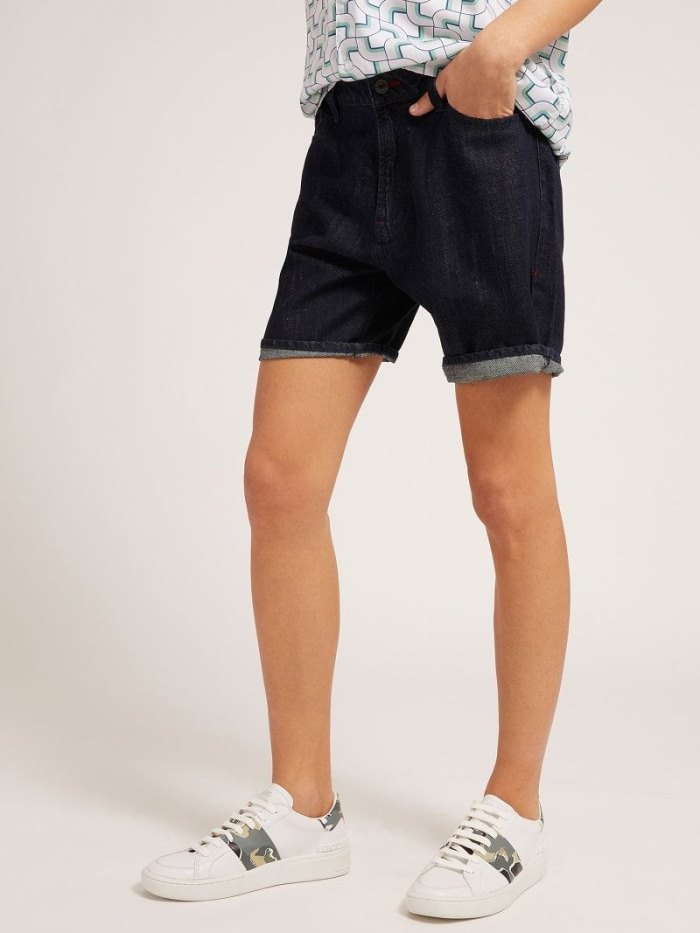 Férfi Guess Denim Regular Fit Denim Shorts Fekete | HU-411887