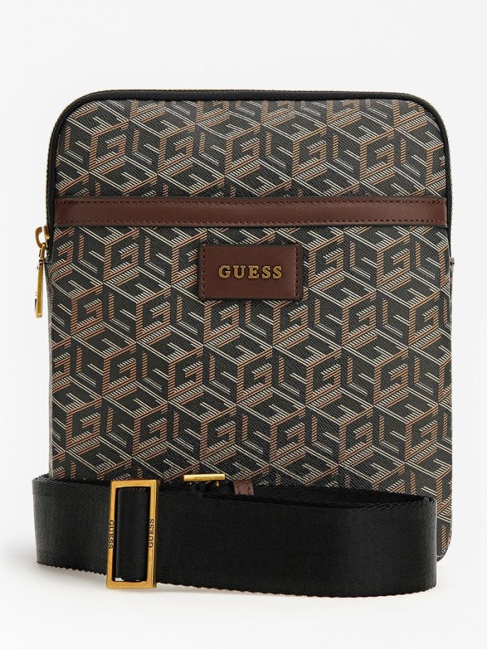 Férfi Guess Ederlo G Cube Logo Crossbody Táska Fekete | HU-437196