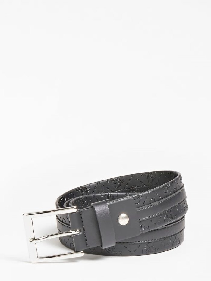 Férfi Guess Embossed 4g Logo Belt Öv Fekete | HU-732974