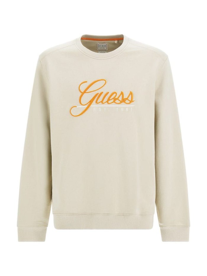 Férfi Guess Embroidered Logo Pulóverek Khaki | HU-468097