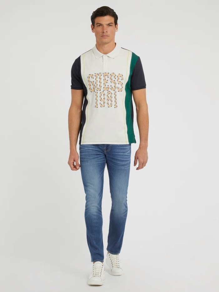 Férfi Guess Embroidered Logo Pólóing Zöld | HU-704960