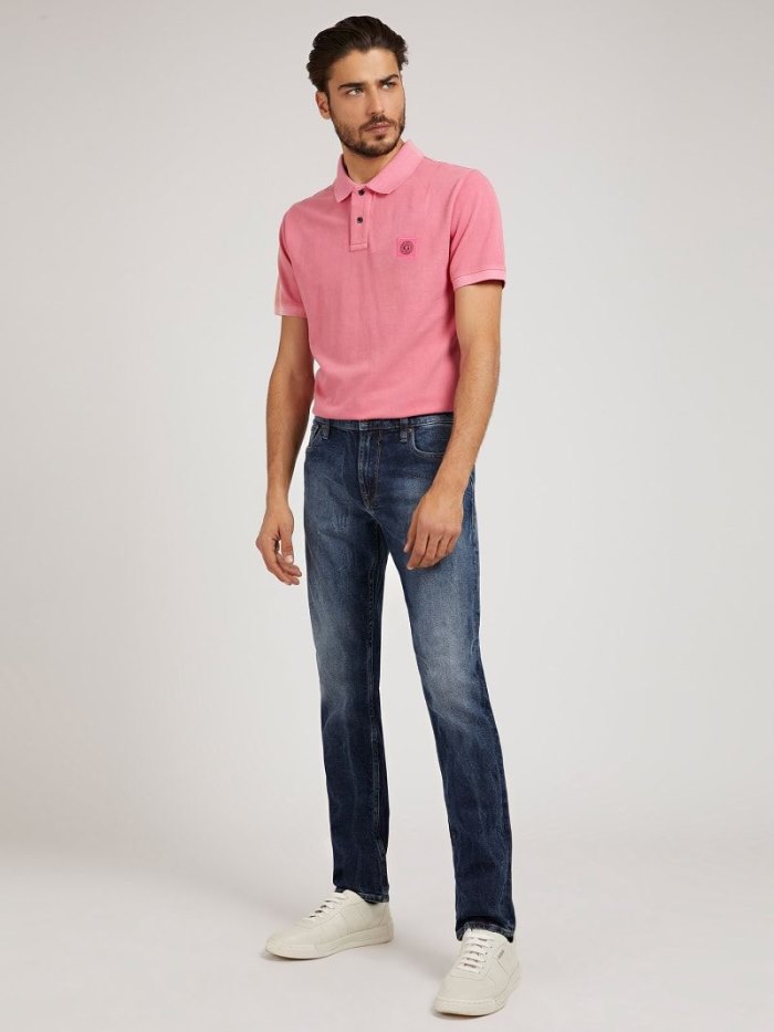 Férfi Guess Farmer Nadrág Slim Tapered Fit Ruházat Kék | HU-240722