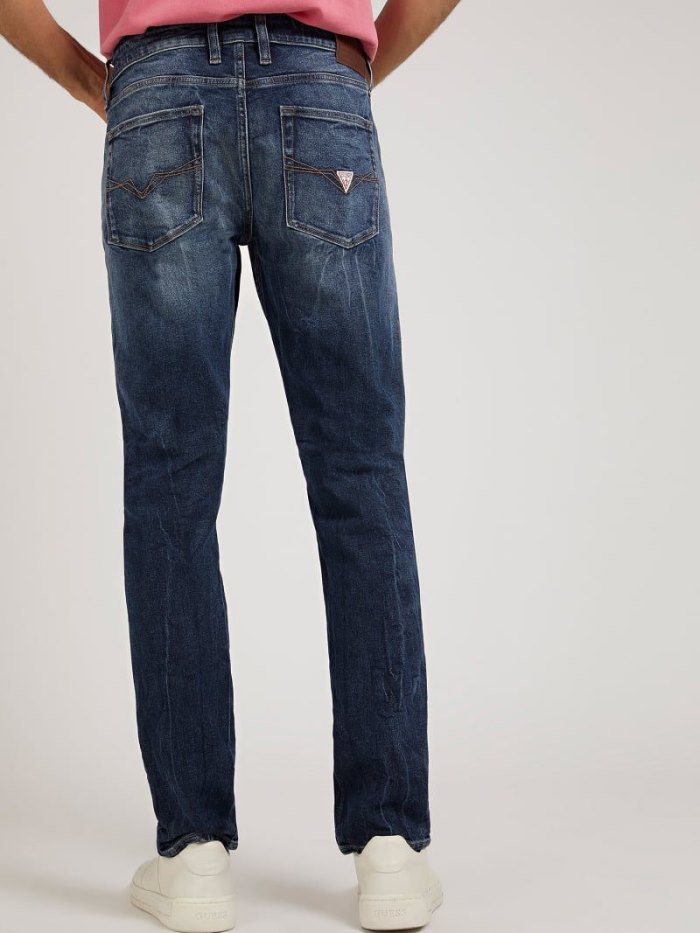 Férfi Guess Farmer Nadrág Slim Tapered Fit Ruházat Kék | HU-240722