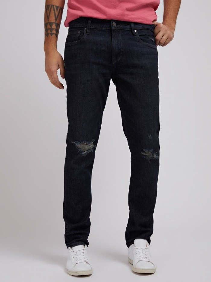 Férfi Guess Farmer Nadrág Slim Tapered Fit Ruházat Fekete | HU-380596