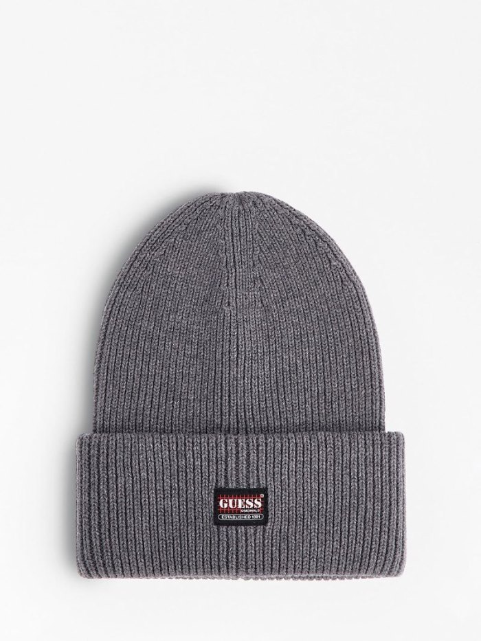 Férfi Guess Front Logo Beanie Kalap Szürke | HU-702289