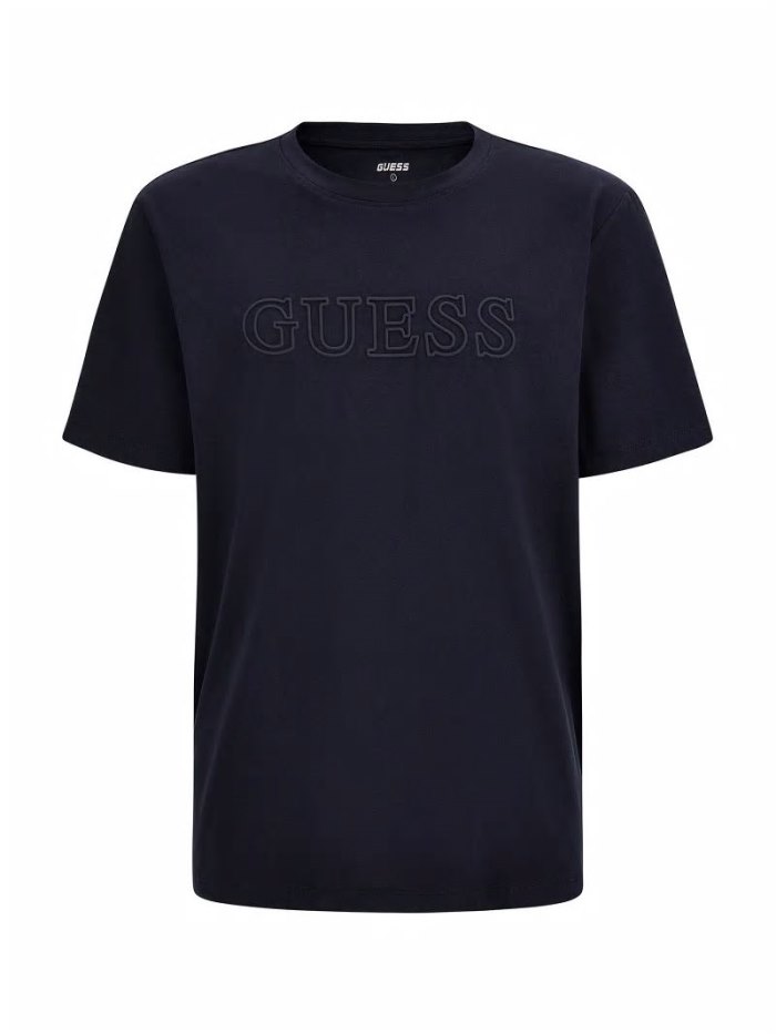 Férfi Guess Front Logo Póló Kék | HU-655421