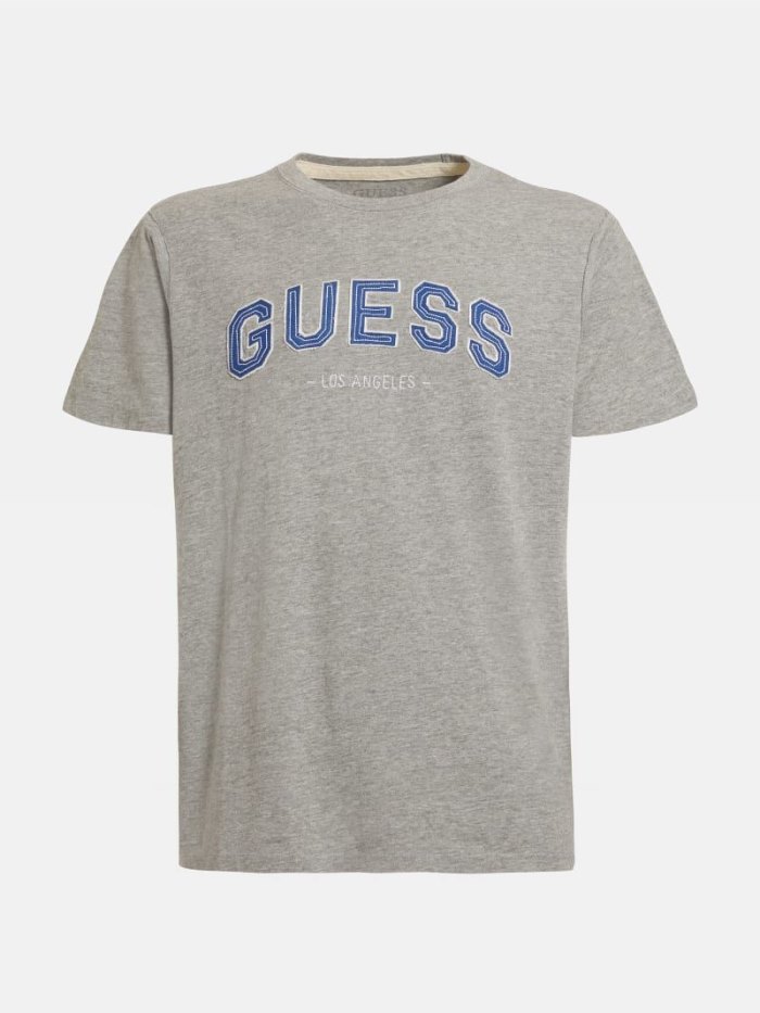 Férfi Guess Front Logo Póló Szürke | HU-447207