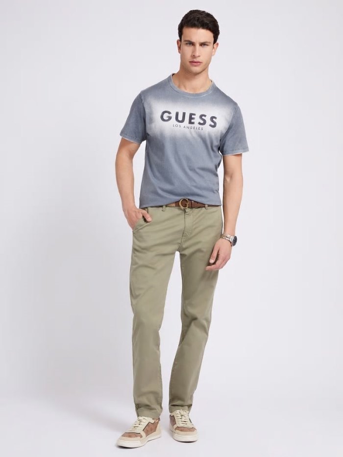 Férfi Guess Front Logo Póló Szürke | HU-830517