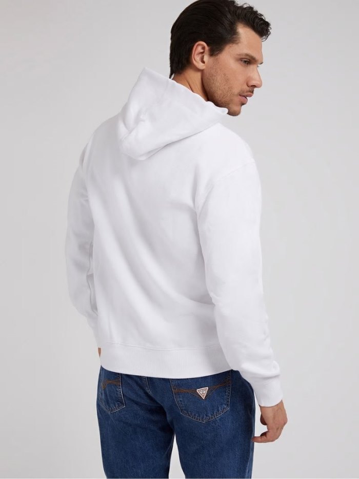 Férfi Guess Hoodie Kapucnis Pulóver Fehér | HU-596209