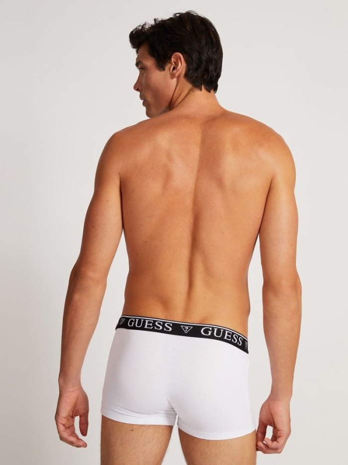 Férfi Guess Logo Elastic Boxers Fehér | HU-004992