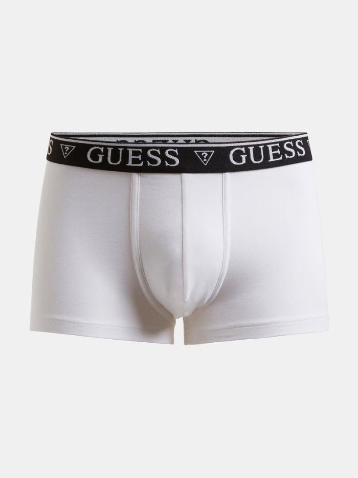 Férfi Guess Logo Elastic Boxers Fehér | HU-004992