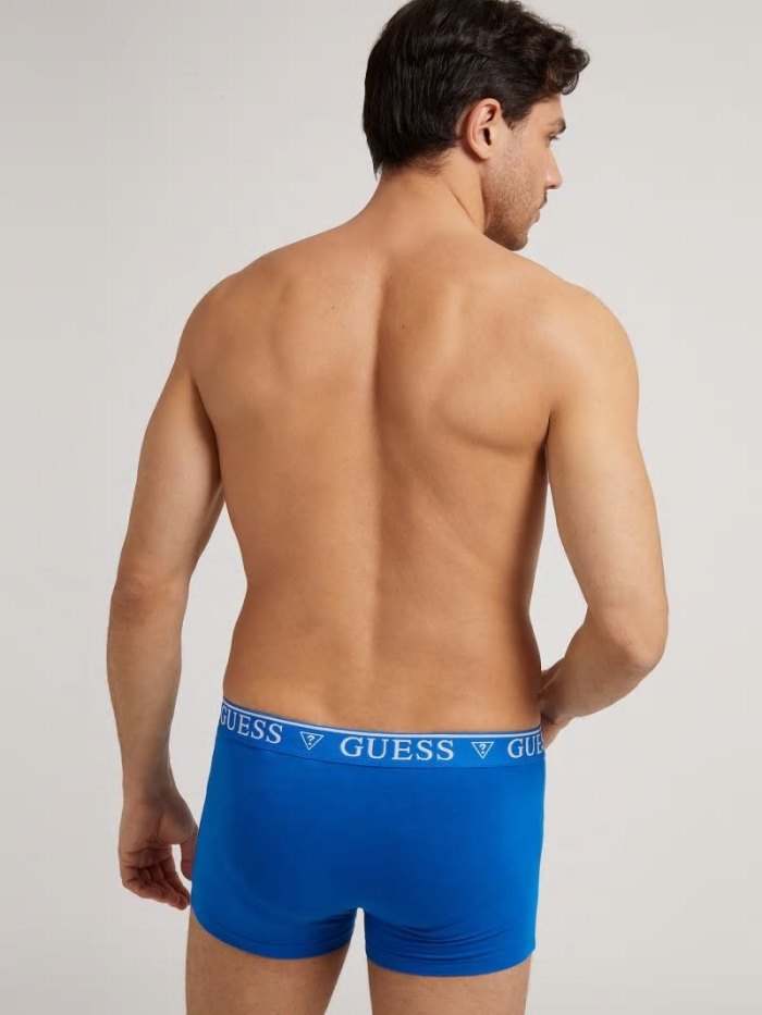 Férfi Guess Logo Elastic Boxers Kék | HU-750316