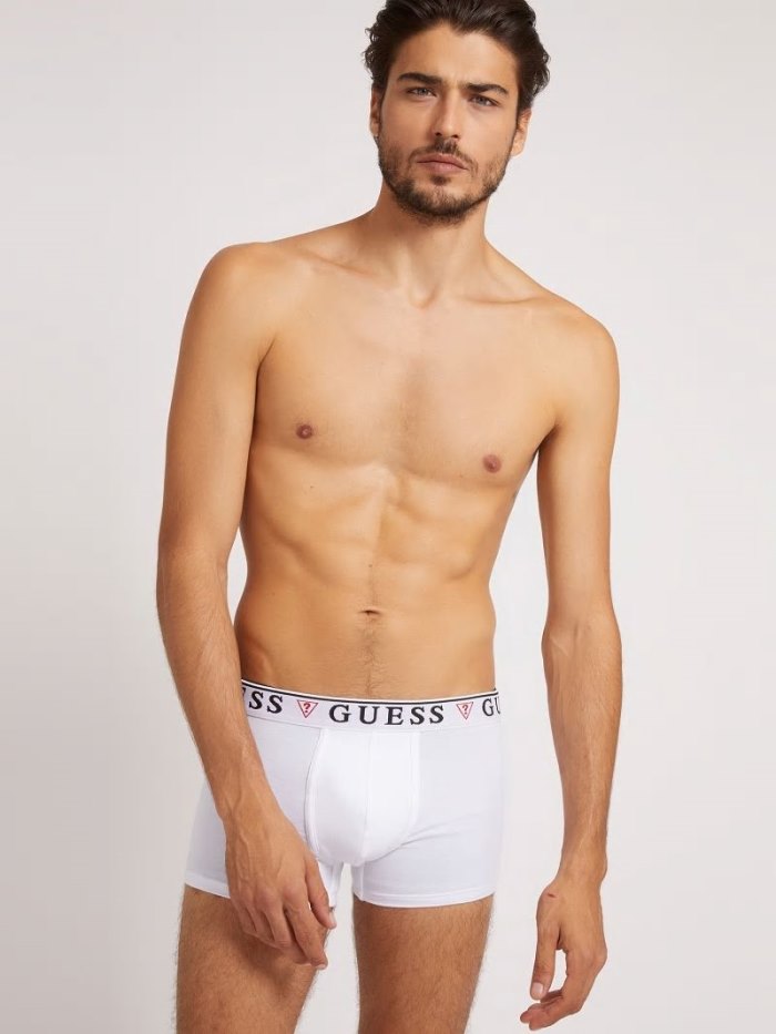 Férfi Guess Logo Pack 3 Boxers Fehér | HU-545414