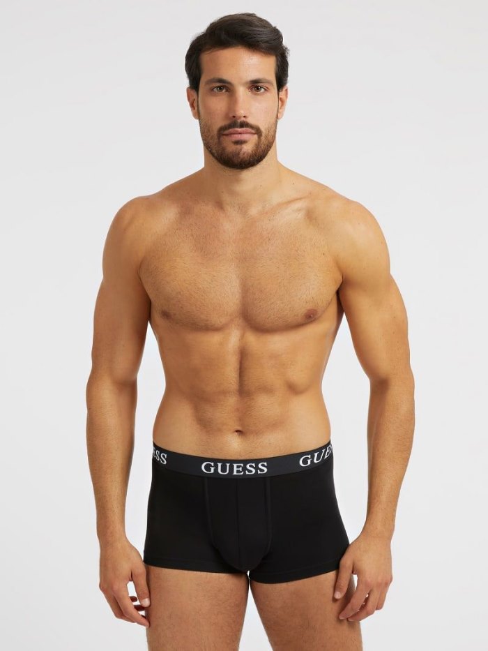 Férfi Guess Logo Pack 3 Boxers Fekete | HU-682896