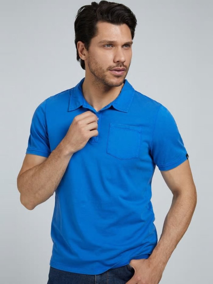 Férfi Guess Marciano Polo Shirt Breast Pocket Pólóing Kék | HU-549617