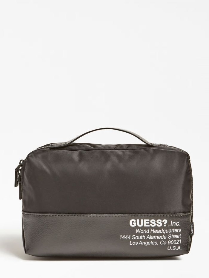 Férfi Guess Massa Logo Lettering Vanity Case Fekete | HU-585920