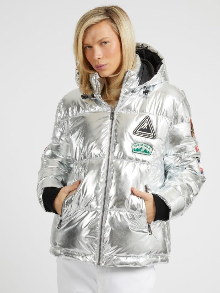 Férfi Guess Metal-look Puffer Jacket Titán | HU-309048