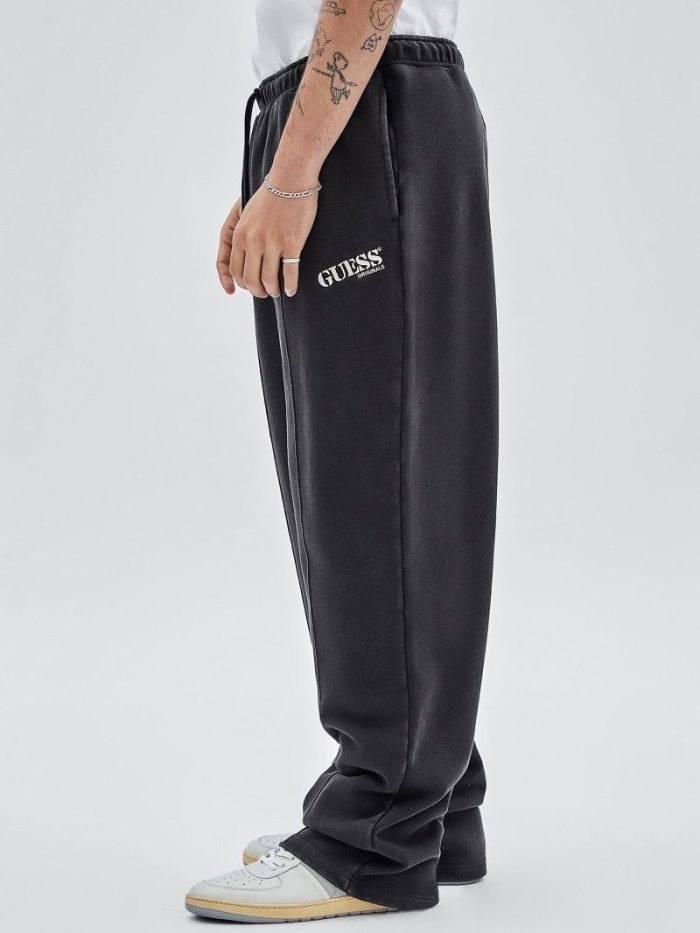 Férfi Guess Nadrág Logo Joggers Pant Jogger Nadrág Fekete | HU-602654