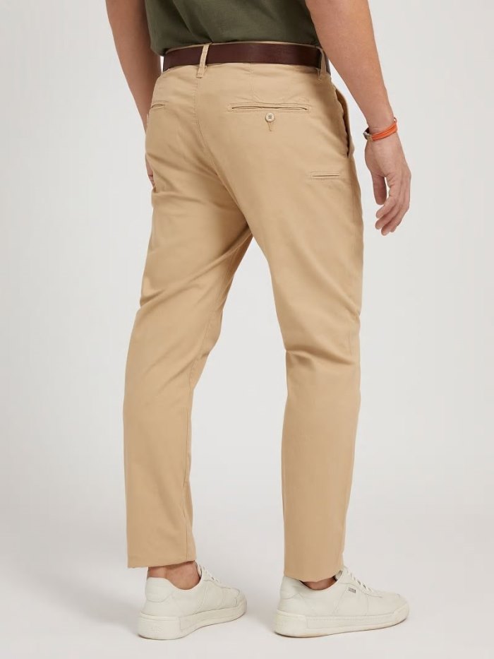 Férfi Guess Nadrág Regular Fit Chino Nadrág Khaki | HU-817470