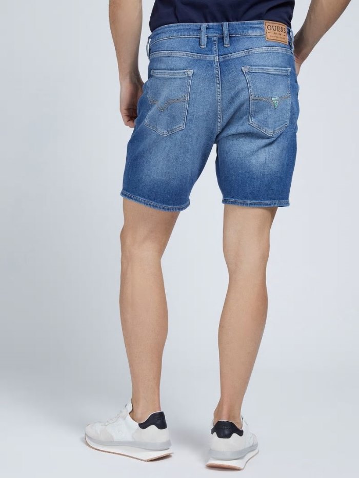 Férfi Guess Regular Fit Denim Shorts Kék | HU-186611