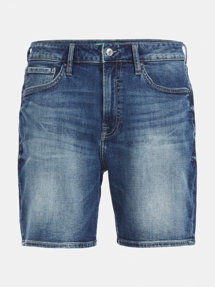 Férfi Guess Regular Fit Denim Shorts Kék | HU-186611