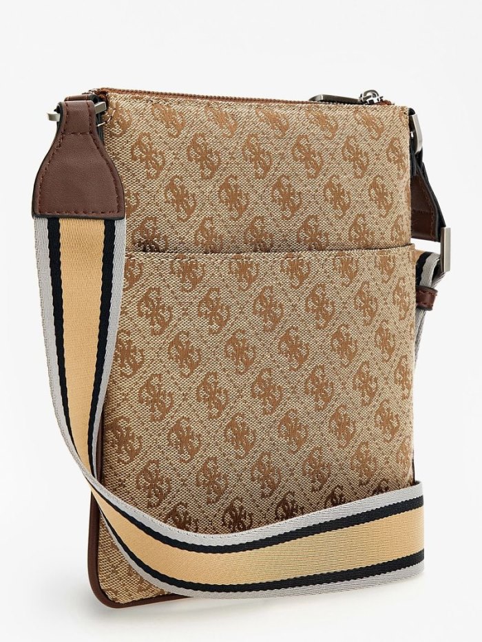 Férfi Guess Strave 4g Logo Crossbody Táska Bézs | HU-199694