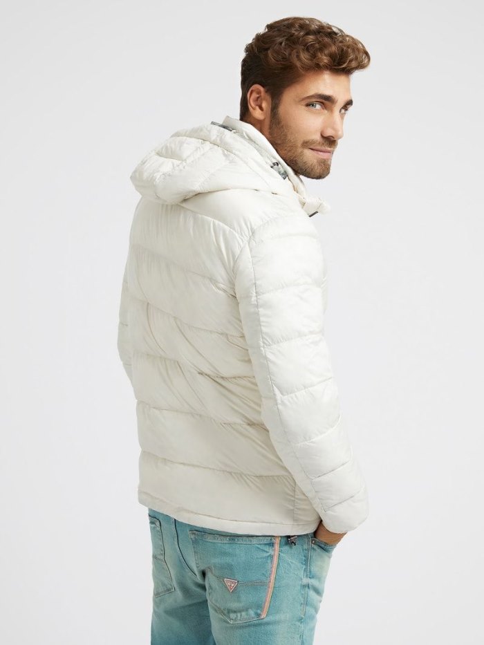 Férfi Guess Super Light Puffer Jacket Fehér | HU-012155