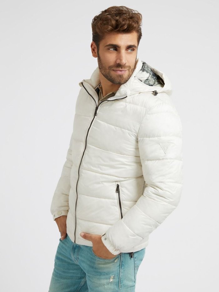 Férfi Guess Super Light Puffer Jacket Fehér | HU-012155