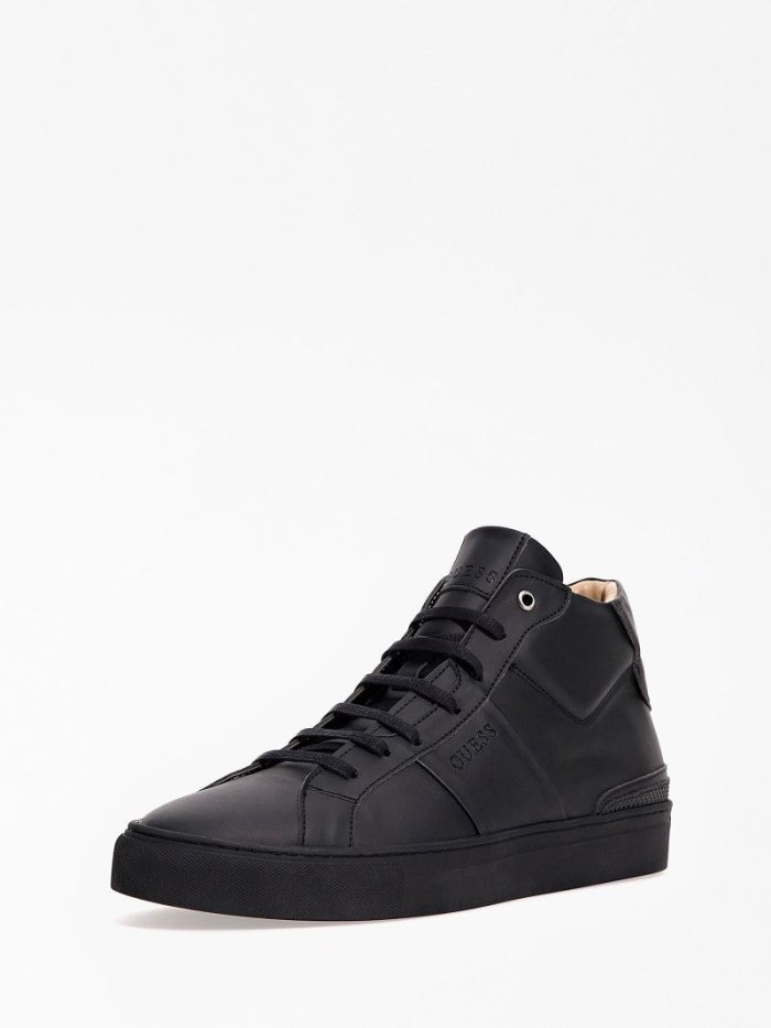 Férfi Guess Todi Faux Bőr High Top Sneakers Fekete | HU-133124