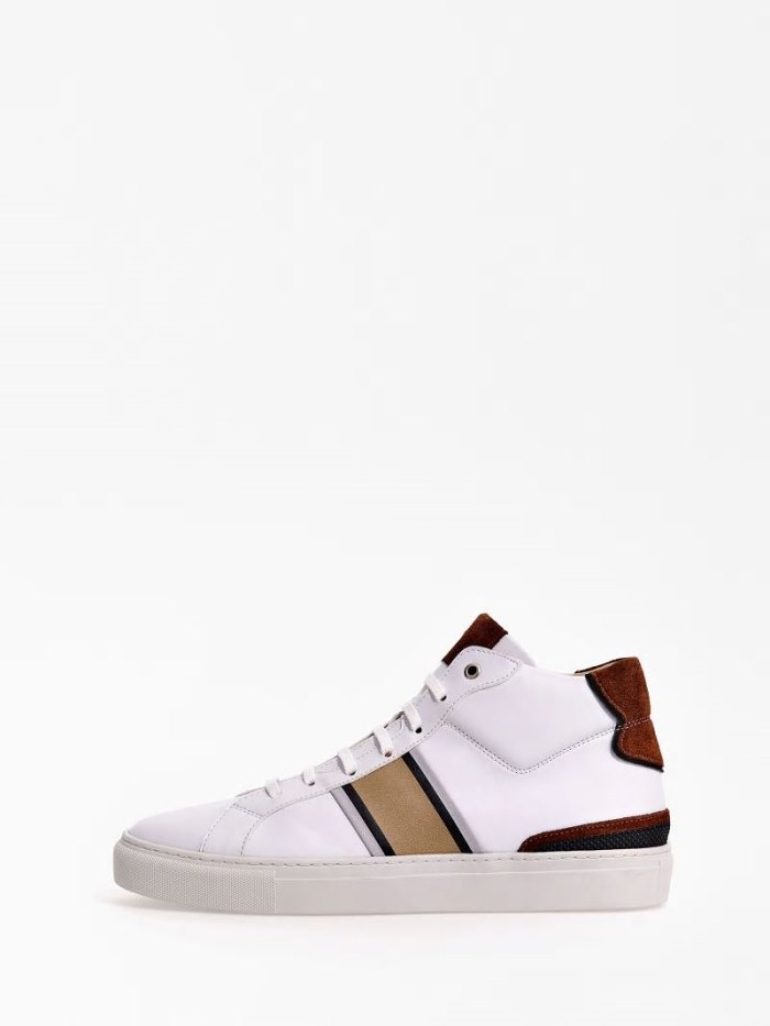 Férfi Guess Todi Side-stripe High Top Sneakers Bézs | HU-554494