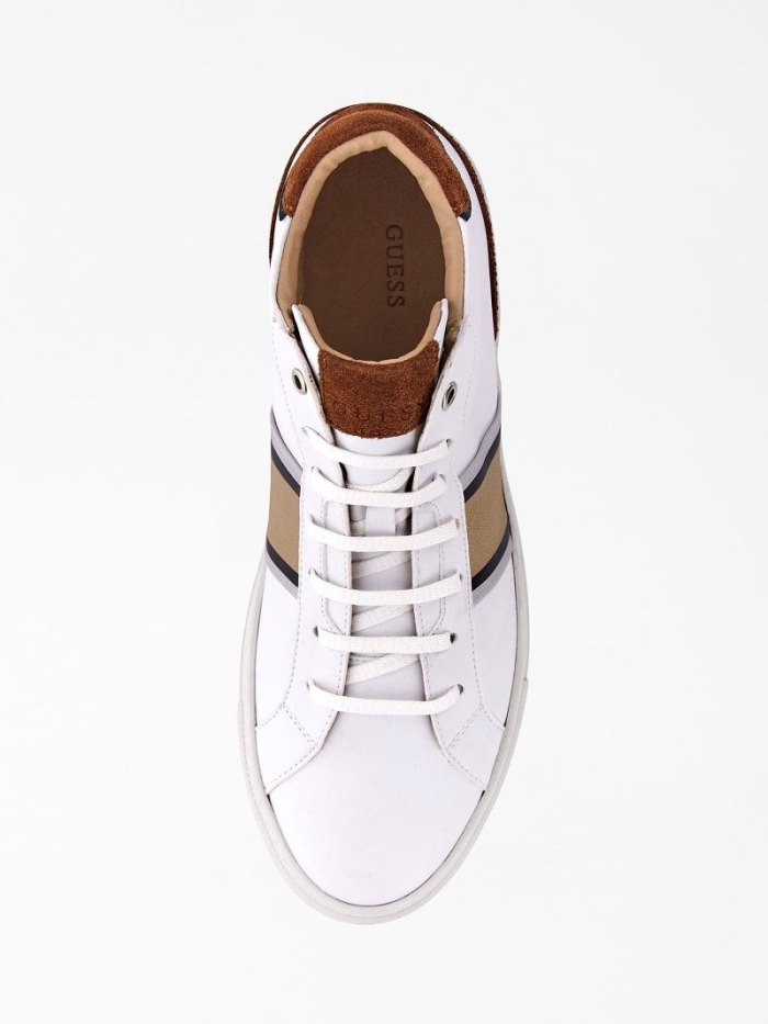 Férfi Guess Todi Side-stripe High Top Sneakers Bézs | HU-554494