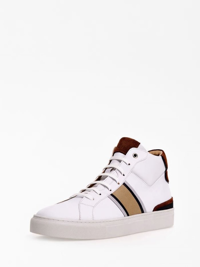 Férfi Guess Todi Side-stripe High Top Sneakers Bézs | HU-554494