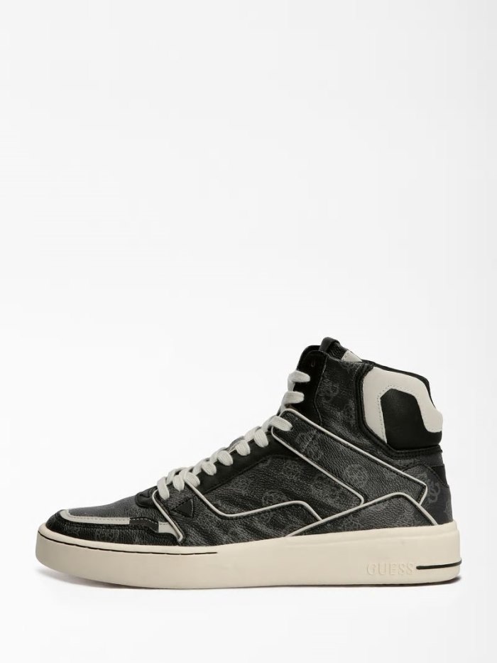 Férfi Guess Verona 4g Logo High Top Sneakers Fekete | HU-557106