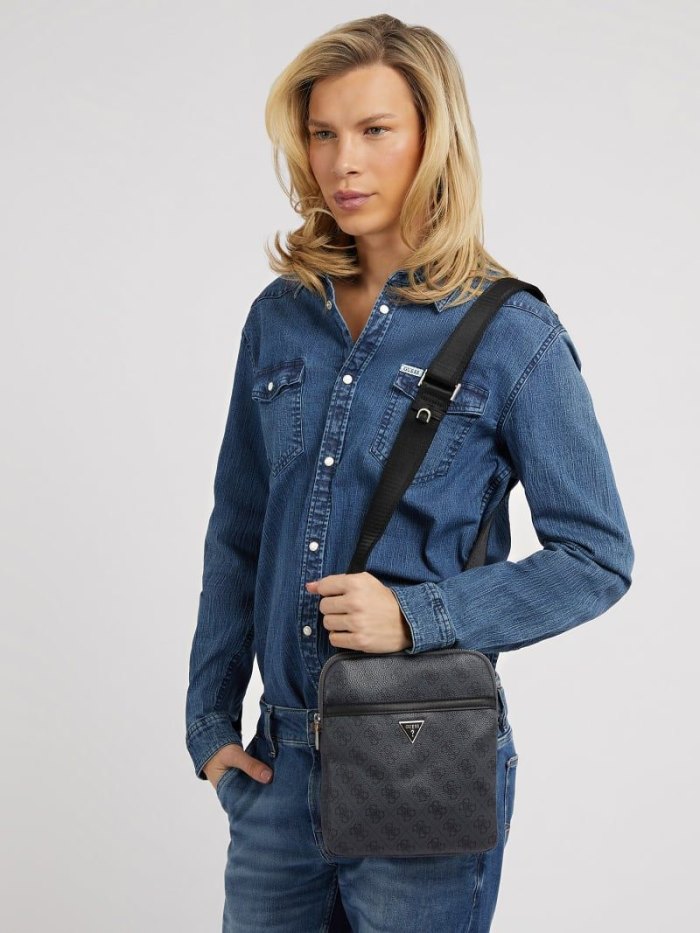 Férfi Guess Vezzola Smart Mini Crossbody Táska Fekete | HU-578446