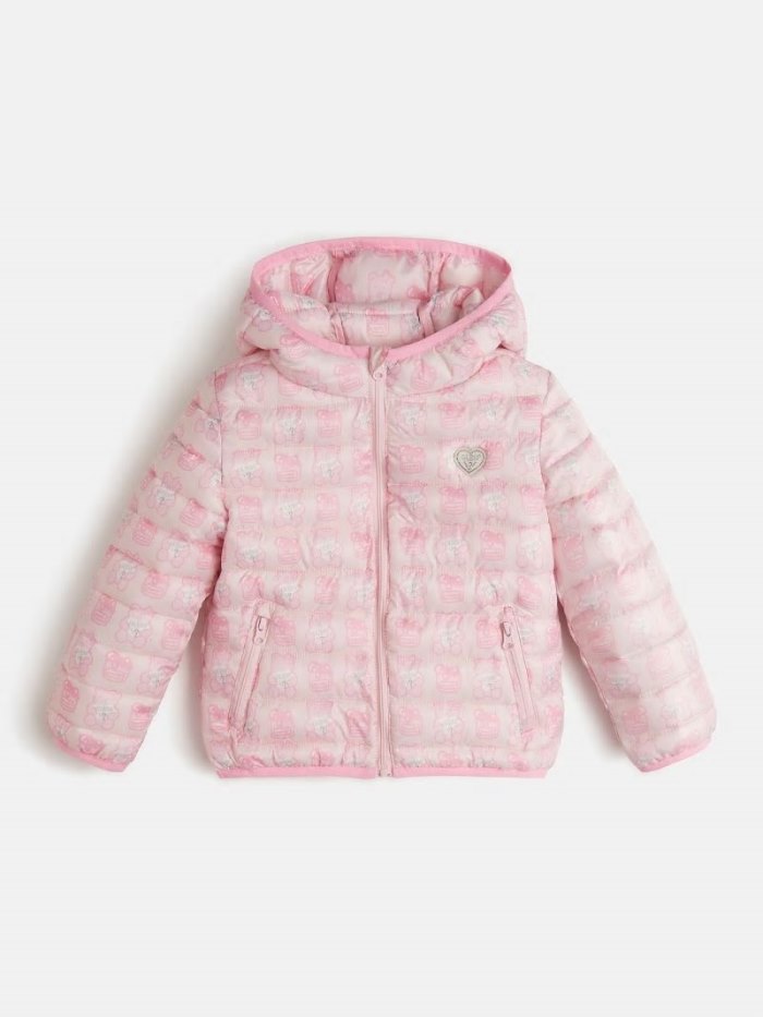 Gyerek Guess All Over Print Puffer Jacket Rózsaszín | HU-138426