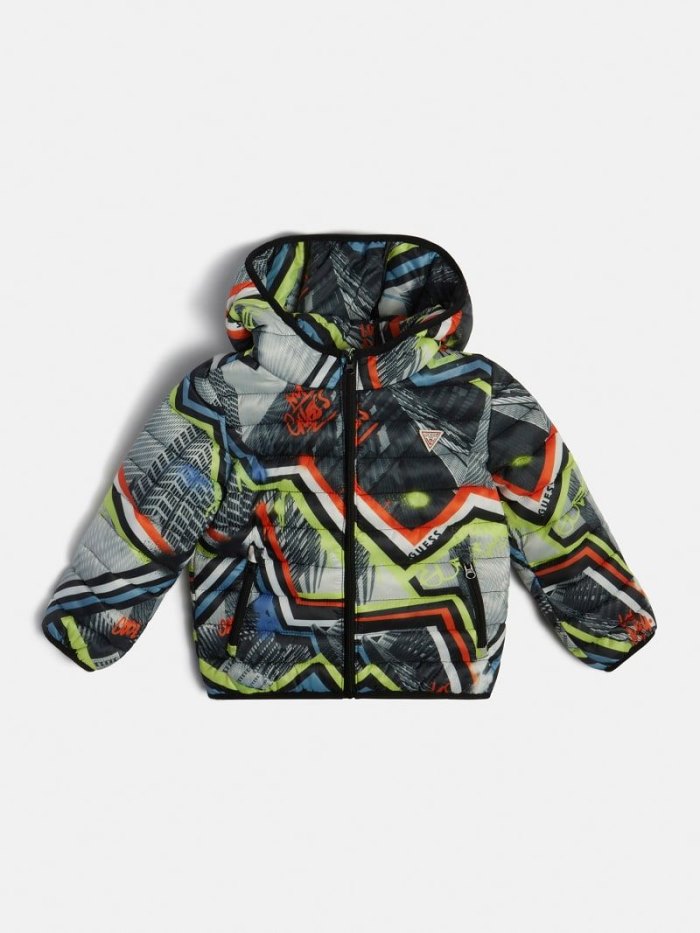 Gyerek Guess All Over Print Puffer Jacket Szürke | HU-578240