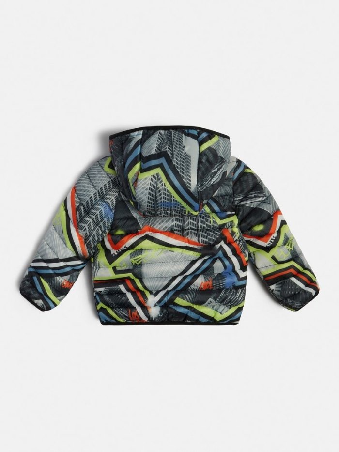 Gyerek Guess All Over Print Puffer Jacket Szürke | HU-578240