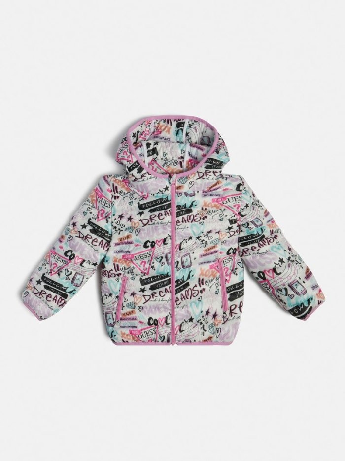 Gyerek Guess All Over Print Puffer Jacket Színes | HU-899611